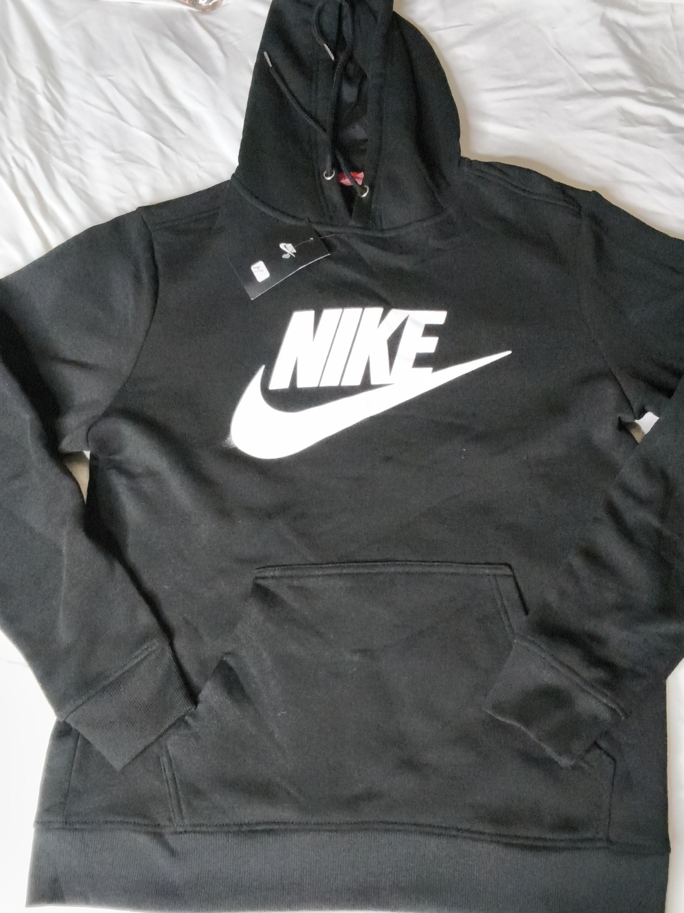 Nike Men’s Black Pullover Hoodie with White Logo